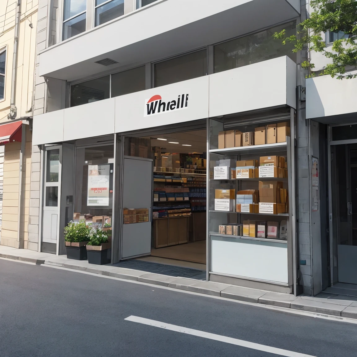 Wall, store, front view