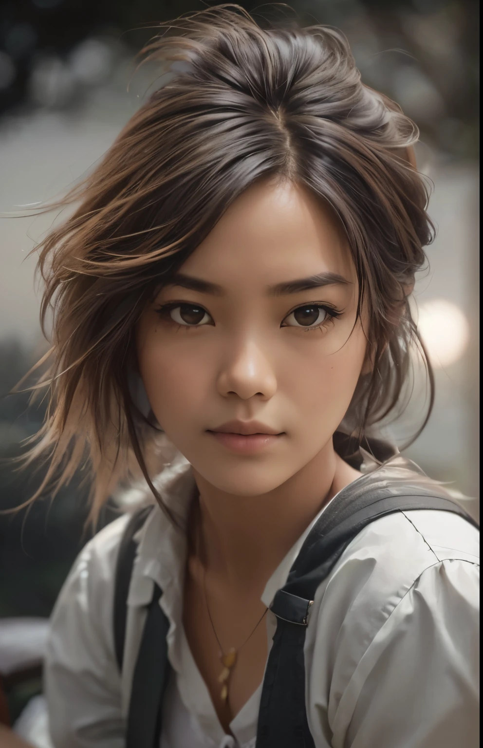 Highly detailed CG footage、1girl in, indonesian girl, (Sitting on the grass leaning against a tree, Reading a book, Knees together, Legs apart, skirt up, vagina exposed, (hairy:1.1), (Pubic hair: 1.1), (view from front, low angle), Onepiece, Detail, morning, Sunrise, High resolution, ultra quality, Super work, Colored leaves,