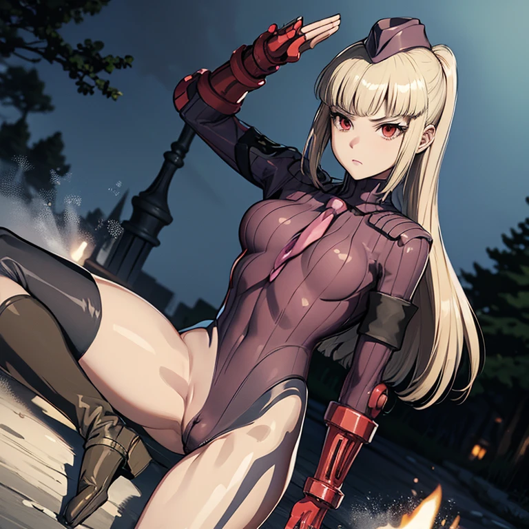 ultra-detailed, Explicit, Beautiful body, Beautiful Nose, Beautiful character design, perfect eyes, perfect face, ultra highres, 4K, beautiful legs, perfect legs, Nice hands, Perfect hand, Masterpiece, Best Quality, Highly detailed, illustration, absurdres, street fighter, doll suit, shadaloo doll, dollsuit, girls, multiple girls, expressionless, blank eyes, looking at viewer, red gloves, emotionless, black latex, corrution, mind control, female combatant, full body, hypnotized, unhappy trance, full body suit, ribbed bodysuit, both arms at side, stand up straight, obey, perfect female body, extremely glossy latex, hypnosis, hypnoLora, empty eyes, Mind control device, brainwashed, poses, submissive_pose, Slave, hat, necktie, stand up straight, standing, standing at attention, hat, necktie, belt, extending the right arm from the shoulder into the air with a straightened hand, nazi saluting, military, military saluting, salute, right hand saluting, left hand at side, latex, ribbed bodysuit, Garterbelt, Seven Stakes of purgatory, red eyes, 7girls, multiple colors girls