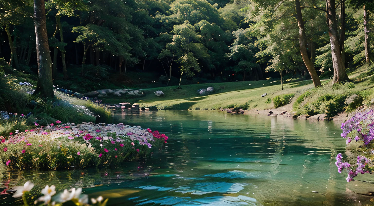 The most beautiful sea, flowers and forest scenery in the world、realisitic、Masterpiece completed 50%