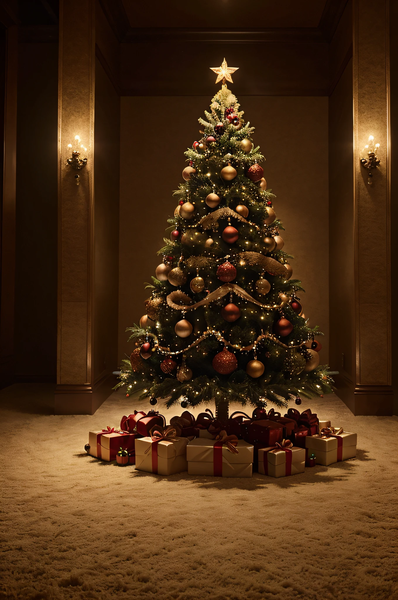 cinematic, stunning Felted Christmas Ornaments**., Christmas ambience, commercial ad campaign, beautiful shot. 8k. Wallpaper. Extremely detailed.