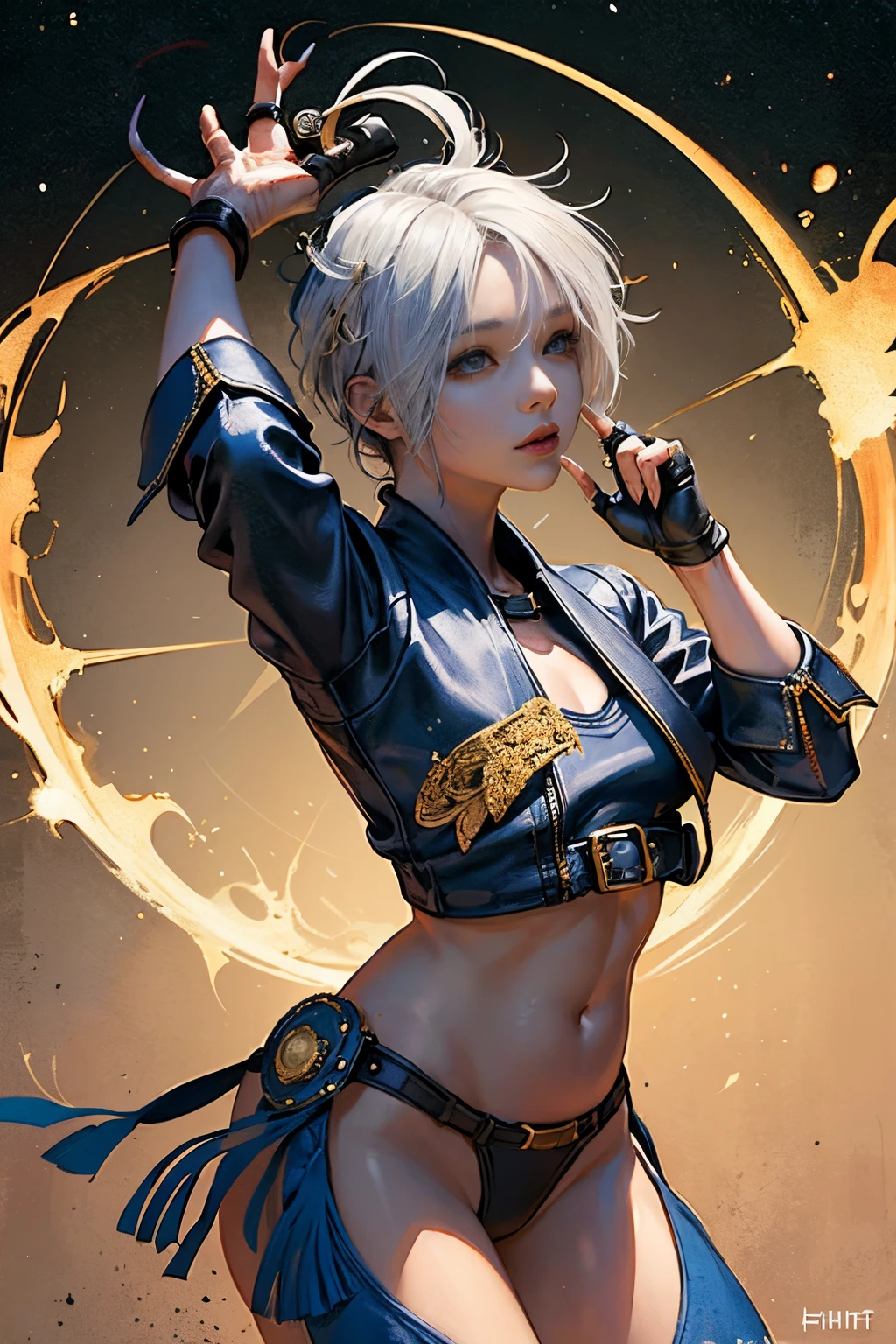 (masterpiece、top-quality、top-quality、Official art、Beautifully Aesthetic:1.2)、(1girl in)、Extreme details、colourfull、highestdetailed、Official art、Unity 8k壁纸、ultra-detailliert、Beautifully Aesthetic、Beautiful fece、masterpiece、top-quality、(Zentangle、a Mandala、Tangles、Entanglement)、Holy Light、Gold leaf art、glitter drawing、PerfectNwsjMajmagic、((shorth hair:1.7))、(Beautiful hairstyle:1.4)