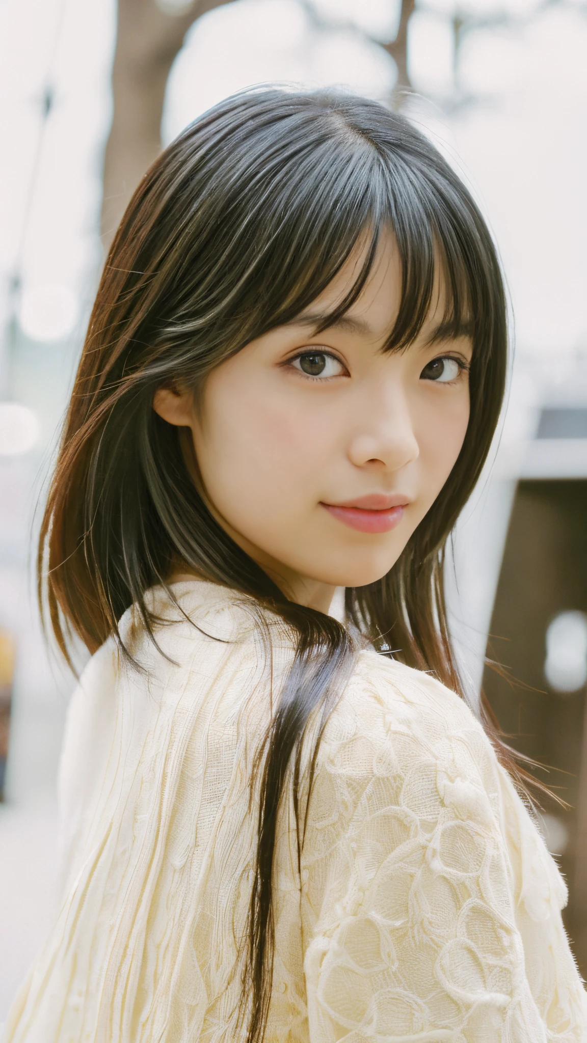 (beautiful japanese female)，Black hair, Straight hair, The long-haired，Slimed，Gravure Pose，Cowboy Shot，F/1.2, 35 mm, Fuji Film, Best Quality, masutepiece, Textured skin, Super Detail, 8K