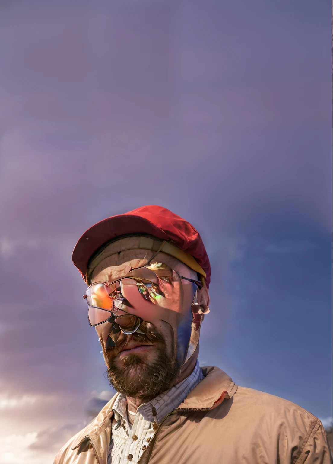 Stunning colorful full body image of a man wearing glasses., (Wear a red puffer jacket., Shiny coat), bald,
epic character elements,
By Ilya Kuvshinov, Alessio Albi placeholder image, Nina Masic,
crisp focus, natural light, subsurface scattering, F2, 35 mm., grain of film