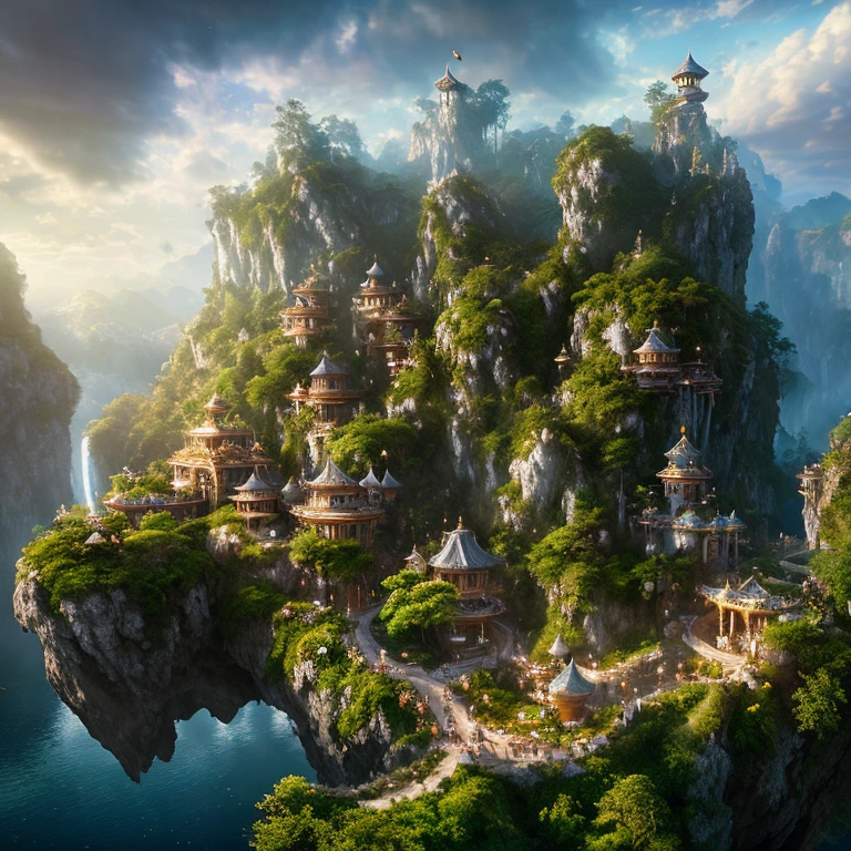 Full body pose, hyperrealistic arial photograph of neverland, dim volumetric lighting, 8 k, octane beautifully detailed render, extremely hyper detailed, intricate, epic composition, cinematic lighting, masterpiece, trending on artstation, very very detailed, stunning, hdr, smooth, sharp focus, high resolution, award, winning photo, dslr, 5 0 mm