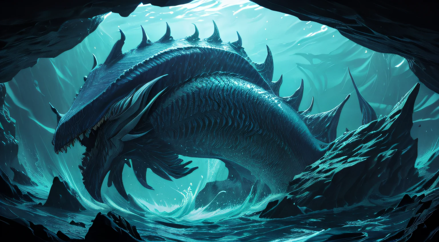 (best quality,4k,highres:1.2),ultra-detailed,(realistic:1.37)
rhombus-shaped predator fish, Sea monster, detailed scales, sharp fins, menacing eyes, powerful claws, massive tentacles, deep sea creature, ferocious creature, sea beast, monstrous creature, mythical creature, underwater, dark abyss, mysterious, deep ocean, swirling currents, bioluminescent, underwater caves, shipwreck, haunting scene, eerie atmosphere, stormy weather, dramatic waves, powerful presence, massive size, wet and slimy skin, lurking danger, high contrast, vibrant colors, dynamic lighting.