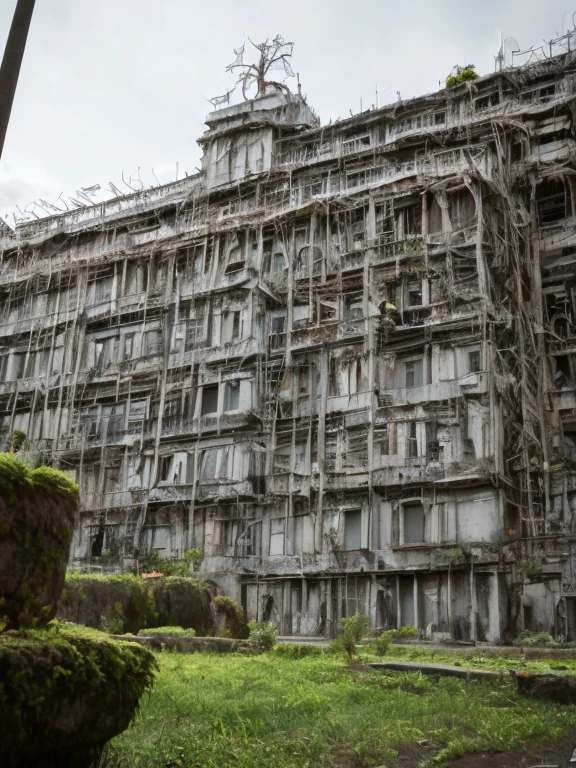 La imagen representa un paisaje surrealista y futurista., con una mezcla de impresionante belleza y horror. There is also a sense of horror in the picture... Los edificios y estructuras parecen estar en estado de deterioro y deterioro., con ventanas rotas, secciones faltantes, y fachadas agrietadas. The city is buzzing with activity, but there is a feeling of chaos and unrest, como si algo hubiera salido terriblemente mal.
Arte de color RAW de alto detalle, animification, dibujos animados, (Tema blanco), (Intrincadamente detallado, Detalles finos, hiperdetallado), Trazado de rayos, colores dispersos del subsuelo)), diffuse soft lighting, poca profundidad de campo, por (El tiempo de Oliver), Por Stanley Kubrick, fotografiado con una EOS R5 de Canon, Lente de 28 mm, f/2.8, sharp-focus bokeh