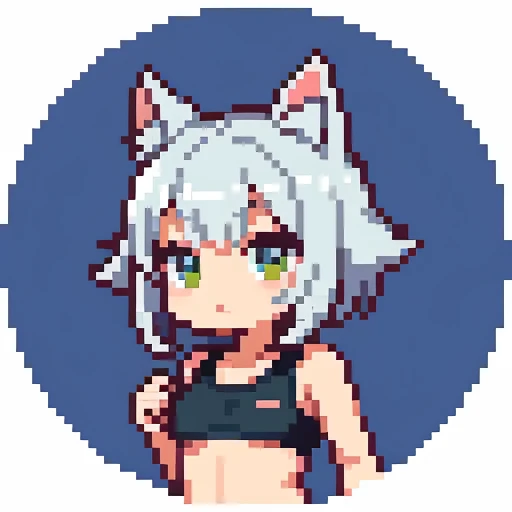 Garota gato Chibi com pelos de gato no corpo,todo,top esportivo e short esportivos
