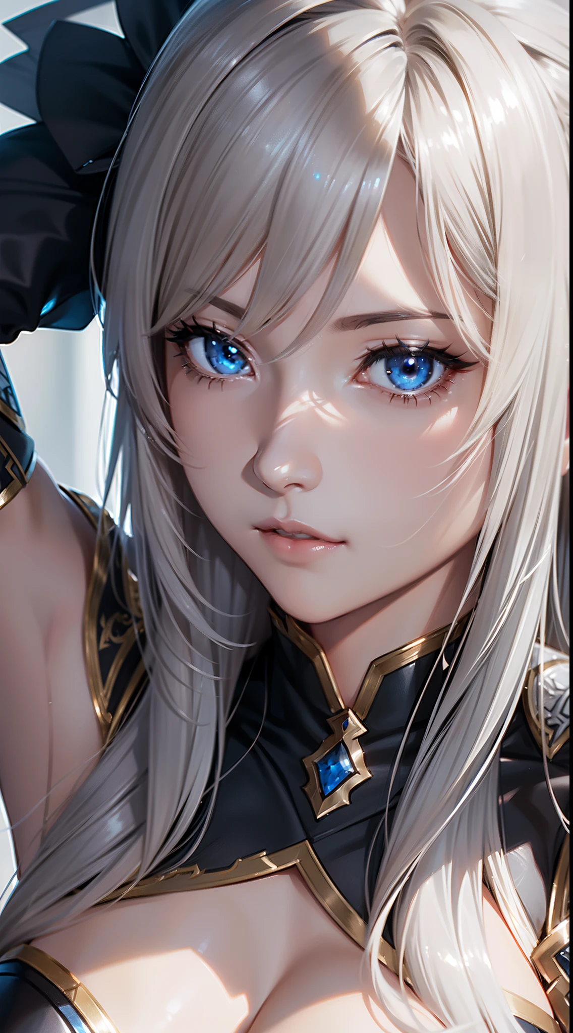 (Katalina from granblue fantasy), elegant, female, silver armor, elegant face, high resolution, extremely detail 8k cg, close-up face