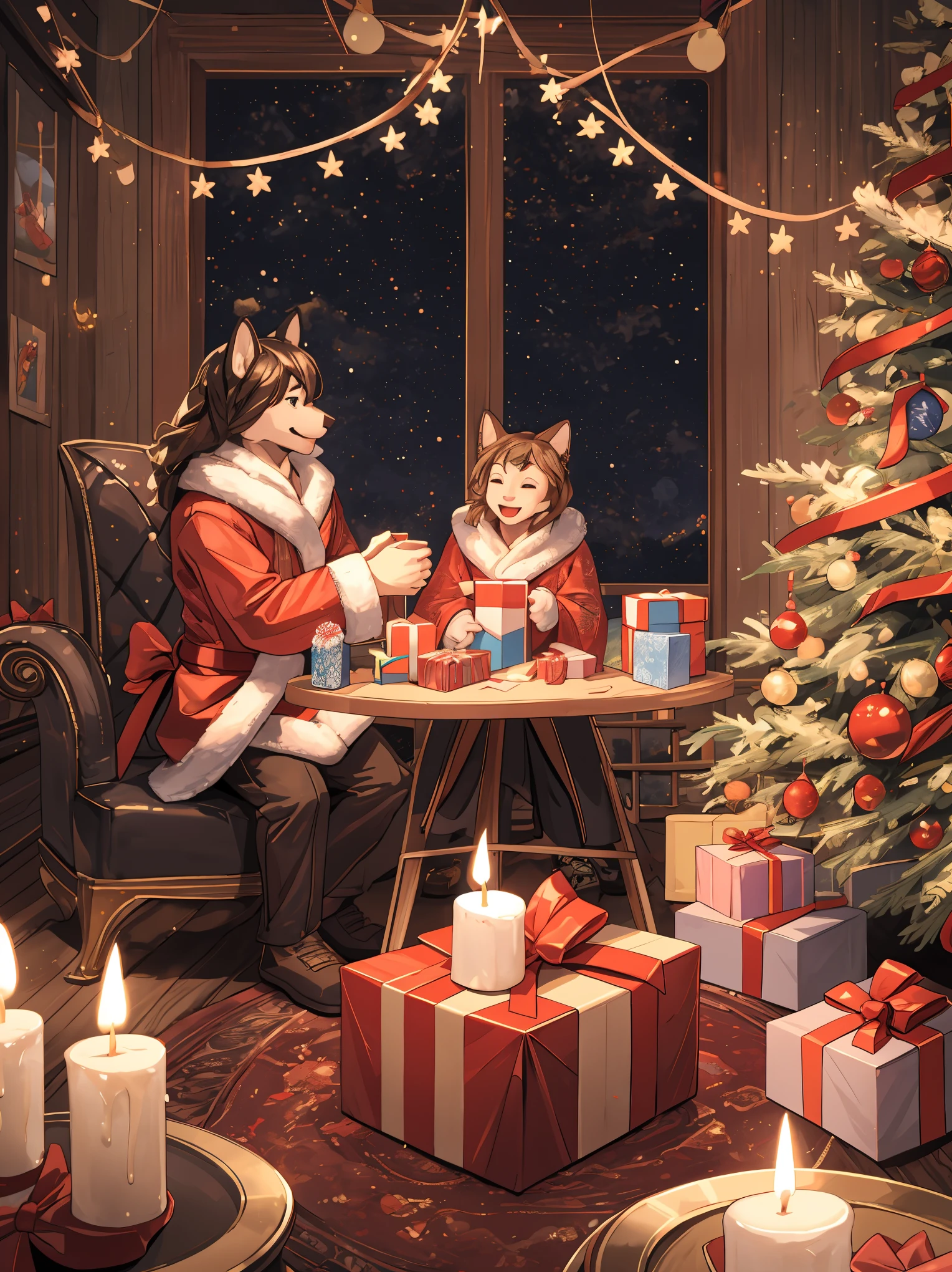 (best quality,4k,8k,highres,masterpiece:1.2),ultra-detailed,realistic,gifts,table,Christmas tree,decorations,wrapping ,bows,ribbon,presents,holiday spirit,vibrant colors,warm lighting,cozy atmosphere,toys,cards,candles,snowflakes,joyful,celebration,exquisite details,exciting surprises,shiny ornaments,sparkling tinsel,beautifully wrapped,excited children,anticipation,festive mood,magical ambiance,delightful moment,wonderful memories,family gathering,cheerful faces,Christmas magic,extravagant,abundance of presents,HDR,UHD,studio lighting,ultra-fine painting,sharp focus,physically-based rendering,professional,vivid colors,bokeh.