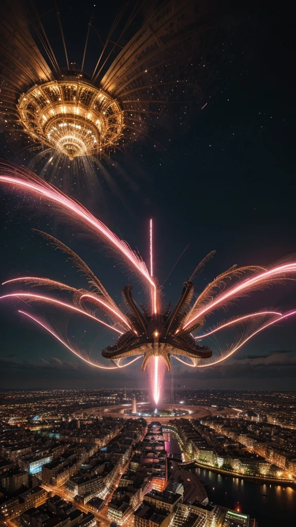 Big alien attack city, look like giant pink starfish, wan King in the middle os palace