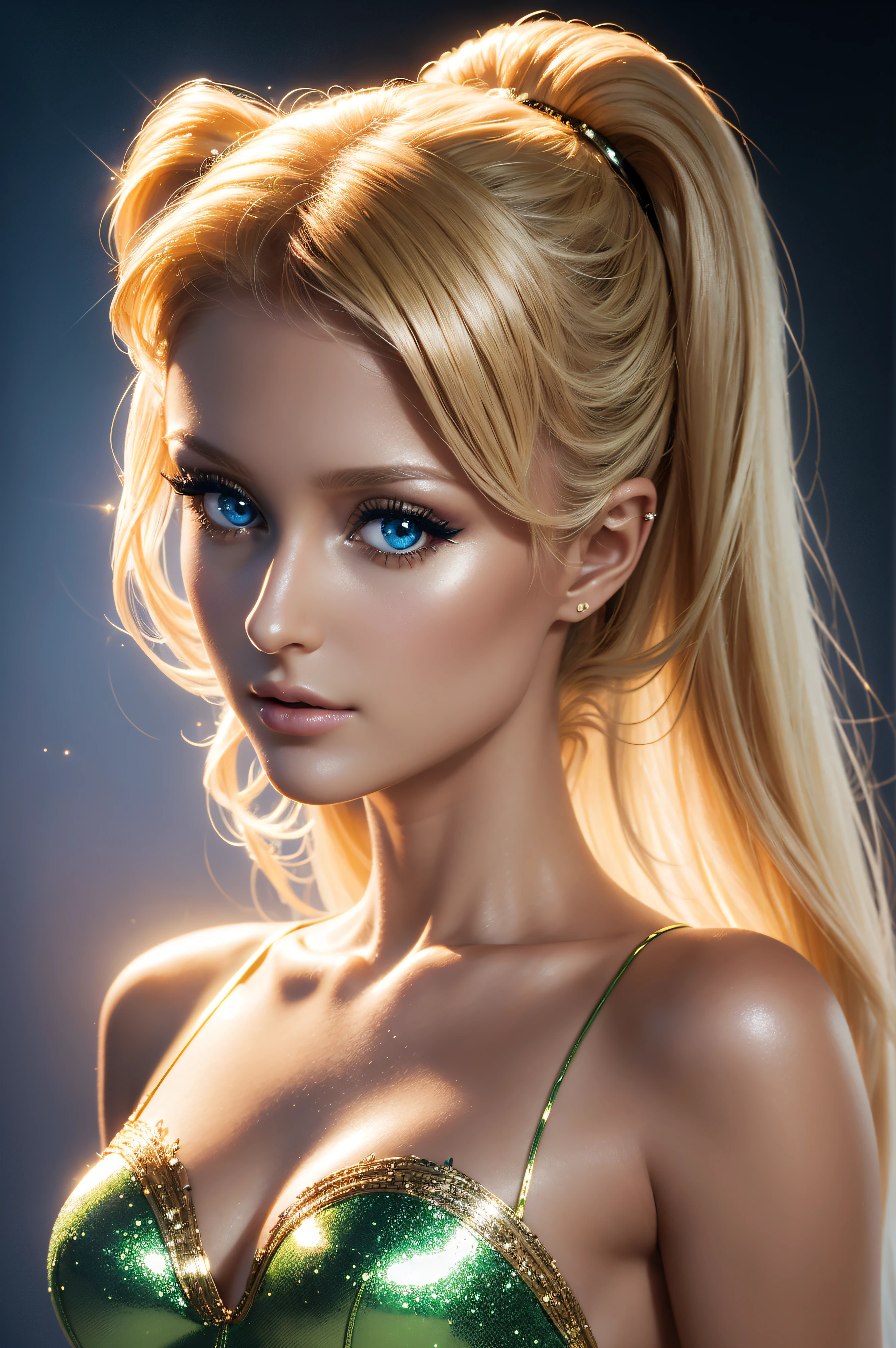 Paris Hilton, Tinker Bell latex costume sexy clothes transparent. professionally retouched, soft lighting, realistic, smooth face, perfect eyes, sharp focus on eyes, 8 k, high definition, insanely detailed, intricate, elegant. in a natural background.