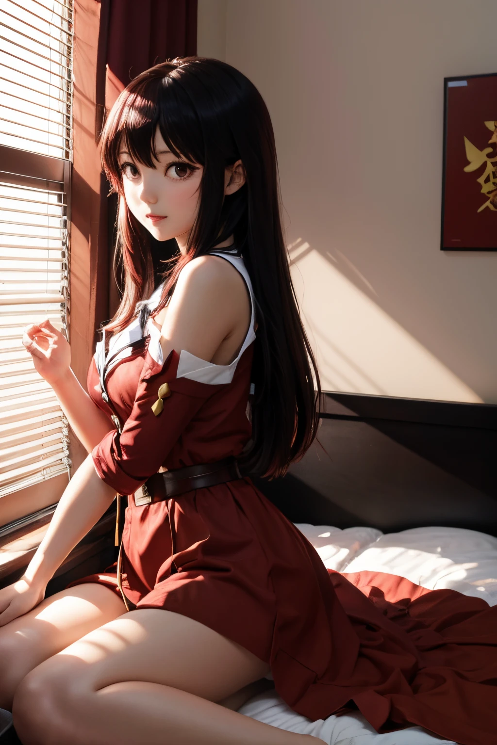 megumin, bedroom, sunlight, high quality