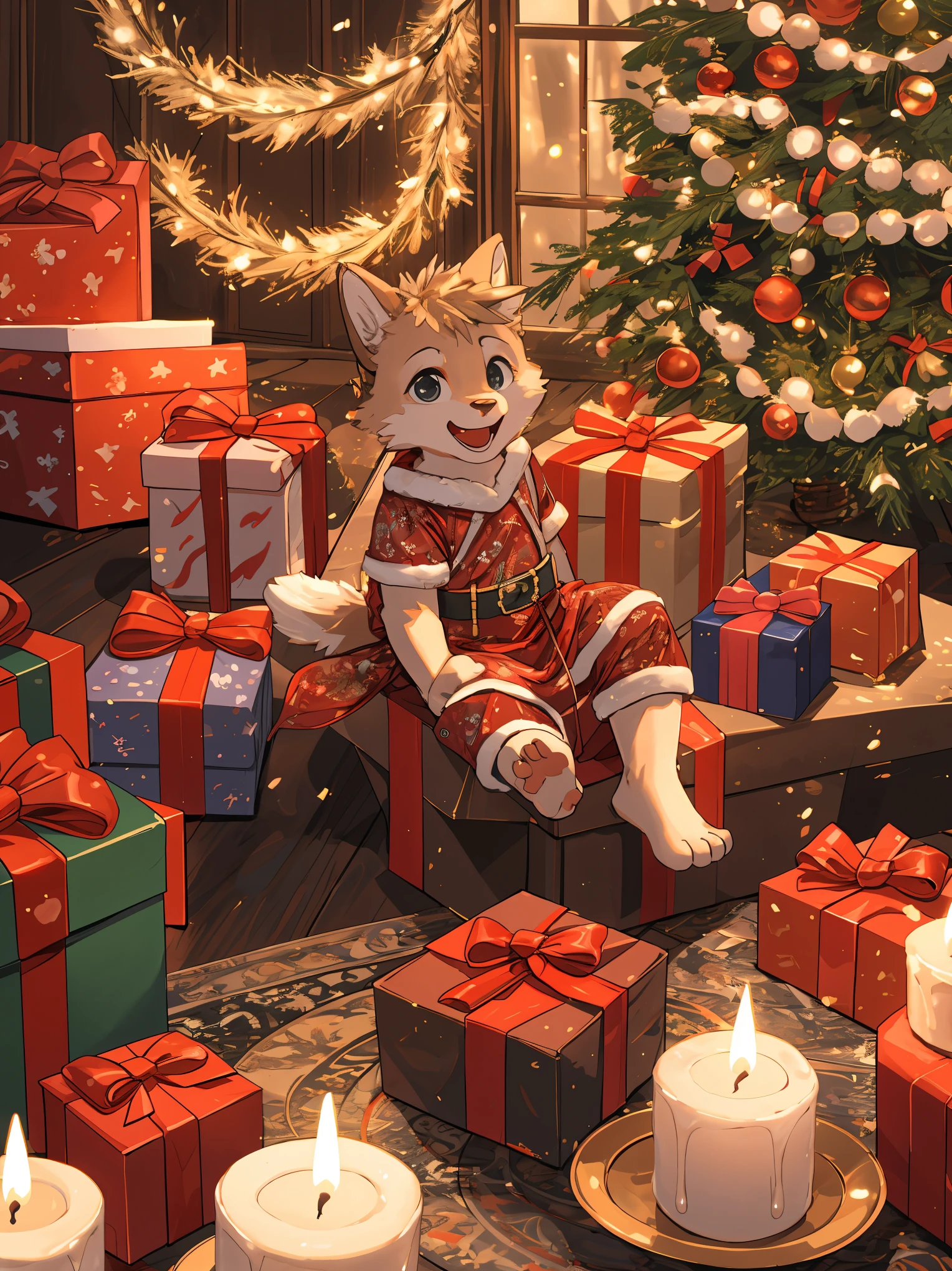 (best quality,4k,8k,highres,masterpiece:1.2),ultra-detailed,realistic,gifts,table,Christmas tree,decorations,wrapping ,bows,ribbon,presents,holiday spirit,vibrant colors,warm lighting,cozy atmosphere,toys,cards,candles,snowflakes,joyful,celebration,exquisite details,exciting surprises,shiny ornaments,sparkling tinsel,beautifully wrapped,excited children,anticipation,festive mood,magical ambiance,delightful moment,wonderful memories,family gathering,cheerful faces,Christmas magic,extravagant,abundance of presents,HDR,UHD,studio lighting,ultra-fine painting,sharp focus,physically-based rendering,professional,vivid colors,bokeh.