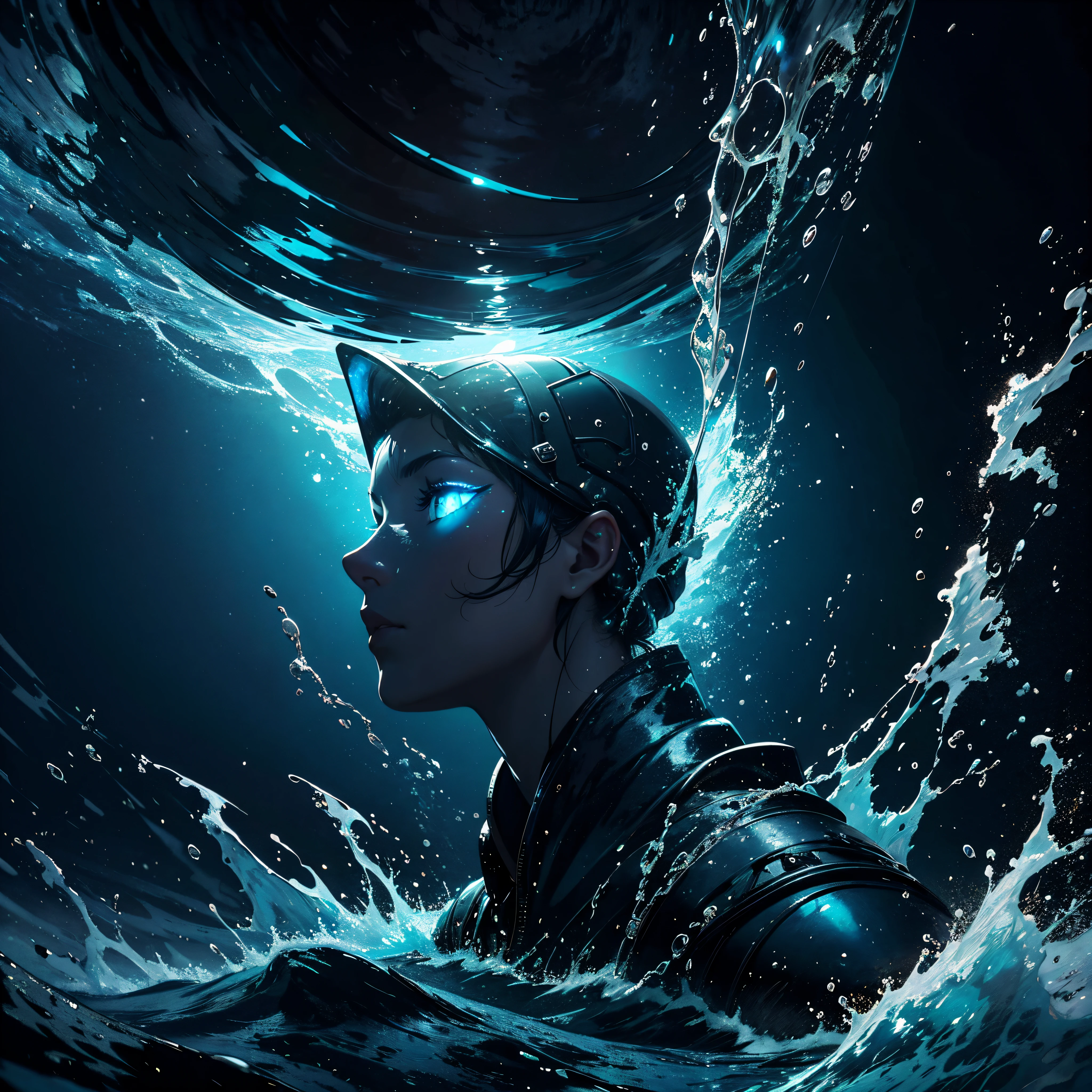 a sous-marin nucléaire au fond de l'océan se faufilant dans les profondeurs de la mer dans des couleurs bleu très foncé et argentées, cinématographique et époustouflant plein de suspense, brilliant et métallique dlsr 8k artstation prime, ultra HD, Realstic, Couleurs vives, highly detailed, Dessin UHD, stylo et encre, Composition parfaite, beautiful detailed intricate insanely detailed octane render trending on artstation, Photographie artistique 8k, photorealistic concept art, soft natural volumetric cinematic perfect light