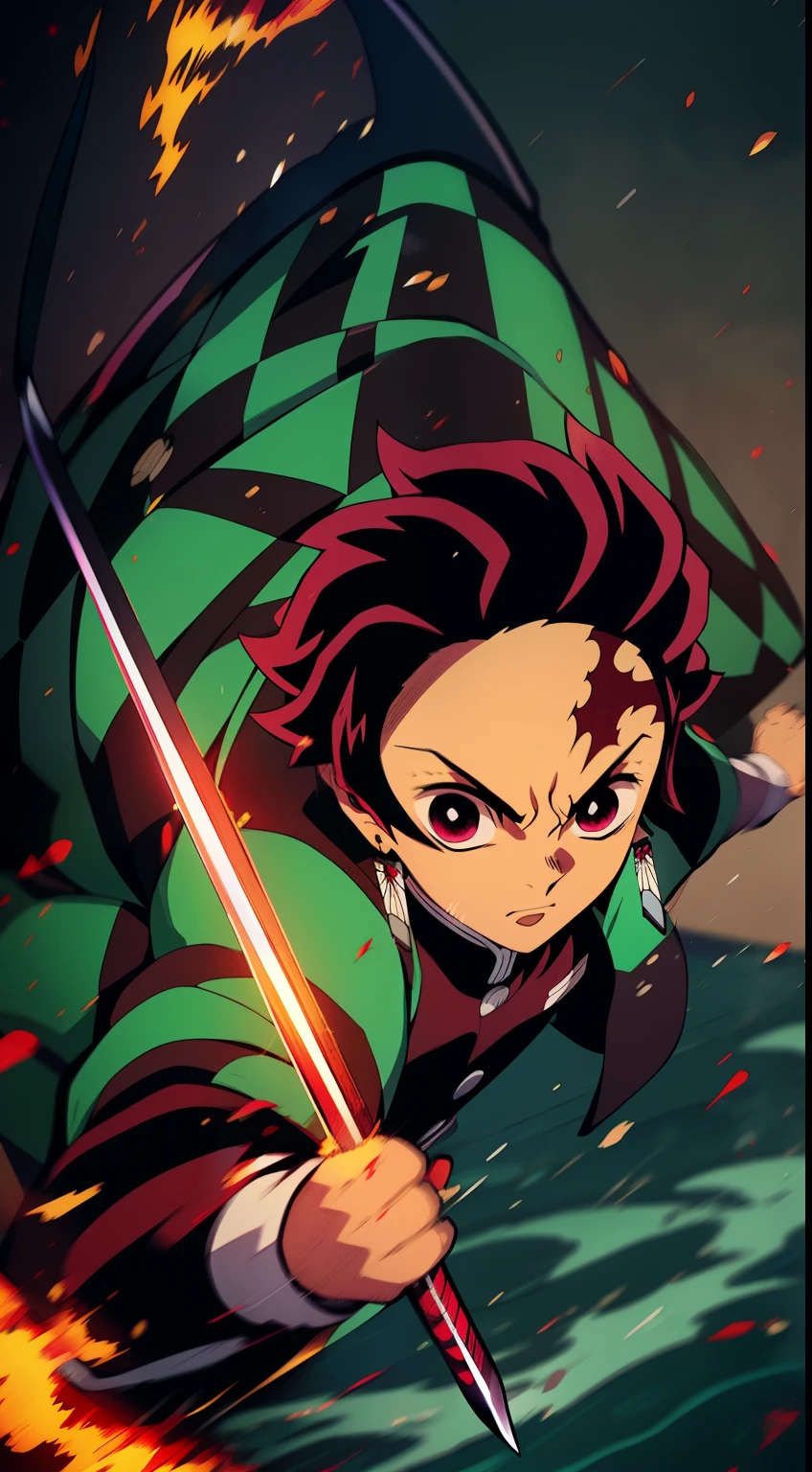 Anime character with a sword on the background of fire and water, mist,  Earrings, Cute guy in Demon Slayer art, Demon Slayer Art Style, demon slayer rui fanart, badass anime 8 k, Demon Slayer, Anime Key Art, 4 k manga wallpapers, kimetsu no yaiba, anime wallaper, Ultra Transparent, Ultra Detailed, very extremely beautiful, anime epic artwork, Anime Art Wallpapers 8K, Local Art