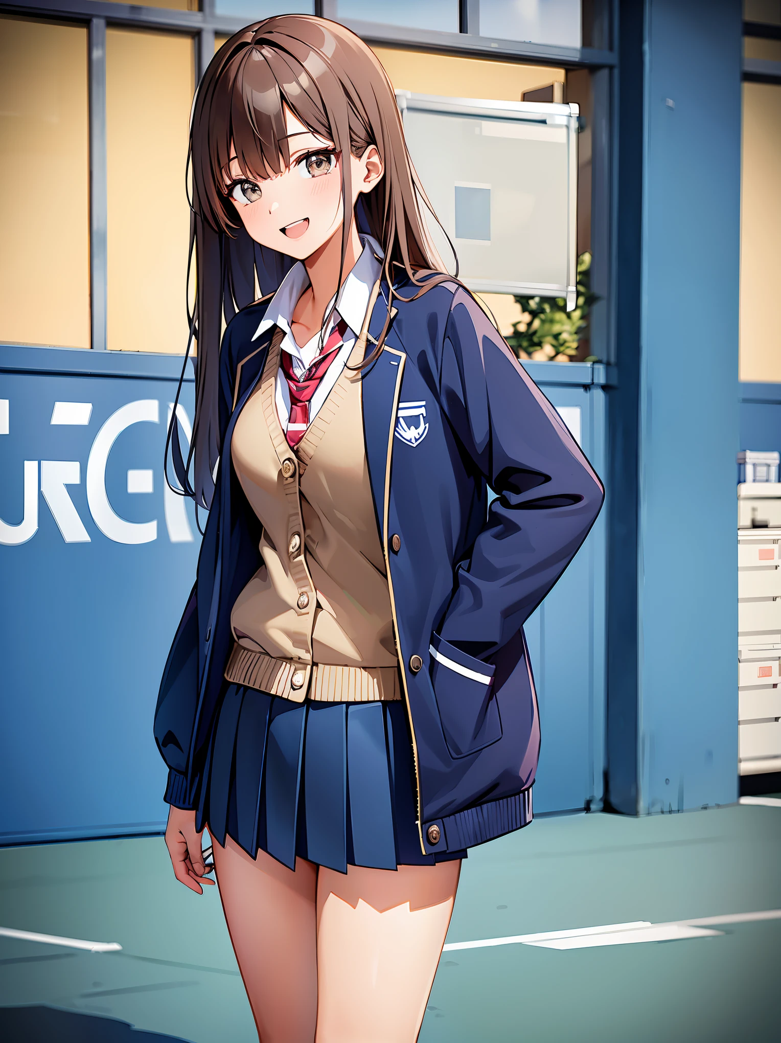 (in 8K, Raw photography, Best Quality, masutepiece: 1.2), high-definition RAW color photography, Professional Photography, Cinematic Light, (animesque: 1.2), 1 female high school girl, (upperbody shot:1.2), (High Detail Skin: 1.2), Show your teeth and smile, 鎖骨, Pretty face, Beautiful eyes, long eyelashes, Blonde twintails, The skin is clean, eyelid, (high-school uniform, Dark blue pleated skirt), (((karaoke room, Hold the microphone and sing))), Highly detailed, Photography, High quality, hight resolution, Professional Lighting,