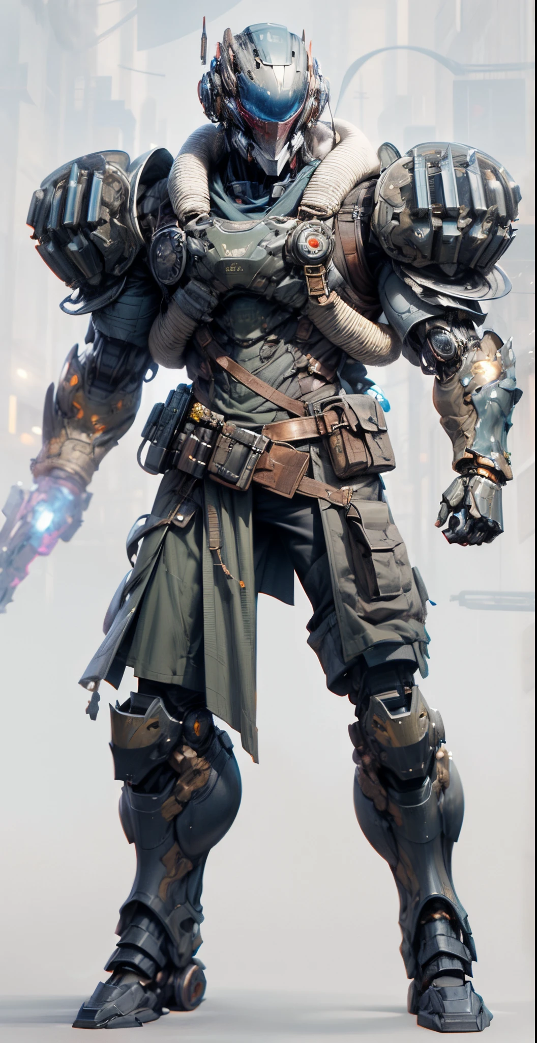 (((An epic and visually stunning digital anime masterpiece featuring a sylphlike masculine ((male:1.5)) decorated military dieselpunk cyborg soldier clad in a sleek yet tactical armored yet decorated leather military trench coat:1.2))), (((flat masculine male chest:1.5, full head covered by a mechanical mecha knight helmet with a narrow visor:1.5))), (((the character adorned in a (scifi tactical armored open front trench coat with a built in exoskeleton) (over a form fitted armor plated yet super sleek and revealing under suit with waist cut outs), the armor plating on the upper arms and shoulders beautifully engraved))):1.4. The image showcases the intricacies of the character’s armor and clothing:1.5, ((capturing their flamboyant essence and heavy mecha aesthetic:1.2)). The character also possesses an androgynous charm, (((with slim yet heavily muscled physique:1.2, sylphlike with a sleek waist, toned yet beautifully sleek cybernetic arms:1.3, mechanical arms and legs:1.3, mecha muscles:1.3))), looking at viewer, (((brass metal armor and brown leather, dieselpunk:1.3))), (((depth of field, cinematic lighting, chromatic aberration, ray tracing, UHD, masterpiece, no hair, super detail, high details, high quality, award winning, 8k, highres)))