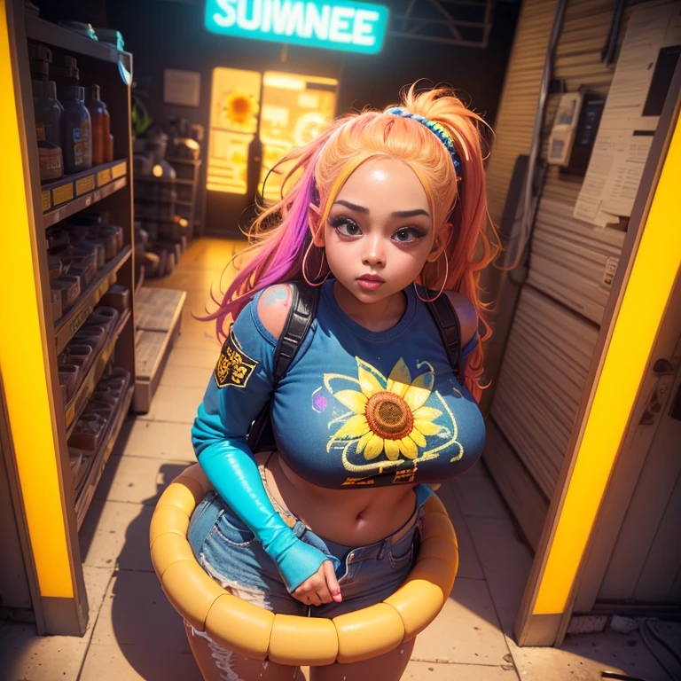 "Sunflower. in a pile of Sunflower and Sunflower canes, cute colorful, digital painting, cute detailed digital art, hyper colorful, neon coloring, cute digital art, beeple colors, colorful hd picure, beeple and jeremiah ketner, glowing lights! digital painting, cute 3 d render"
