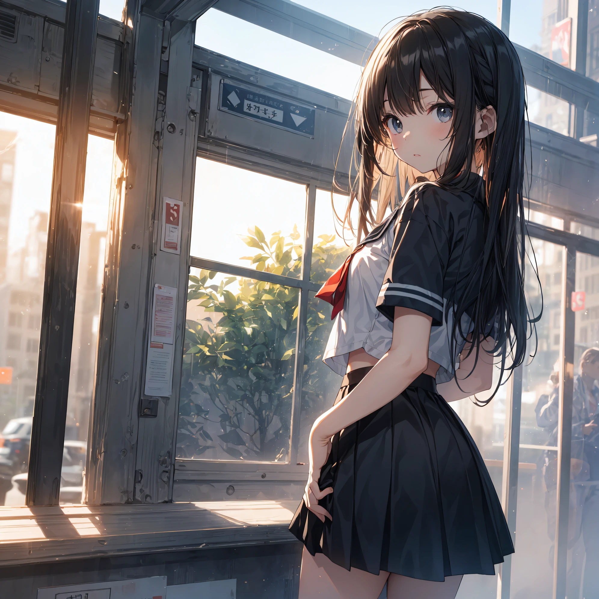 (Best Quality, 4K, 8K, hight resolution, masutepiece:1.2), Ultra-detailed, (cool and realistic,Photorealsitic:1.37), High resolution, anime moe art style, Best Anime 8K Konachan Wallpapers, Pixiv Contest Winner, Perfect Anatomy, super detailed skin,BREAK,(Draw a girl sleepily walking to school. ),BREAK, 1girl in, (Solo,Lori,child,13years:1.3),Full limbs, complete fingers, a junior high school student, Androgynous attraction, (Forehead,Center Part,Hair pulled back), flat chest, Small butt, groin, Small eyes,Beautiful detailed black eyes, Well-proportioned iris and pupils, disgusted eye, High resolution detailed hair, Sailor Uniform, Skirt, On the way to school. BREAK,Medium: Anime Art, Vibrant colors, Sharp Focus, Professional, Bokeh.
Lighting: Natural light shining a soft light on the girl, Create a warm and cozy atmosphere on your way to school..BREAK,Best lighting by famous artists, 8K,Illustration,