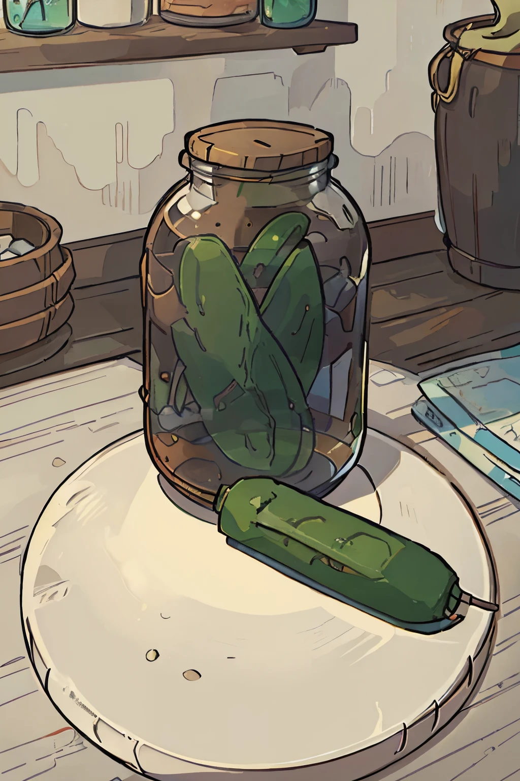 brighter colors, more jars, no object arund.