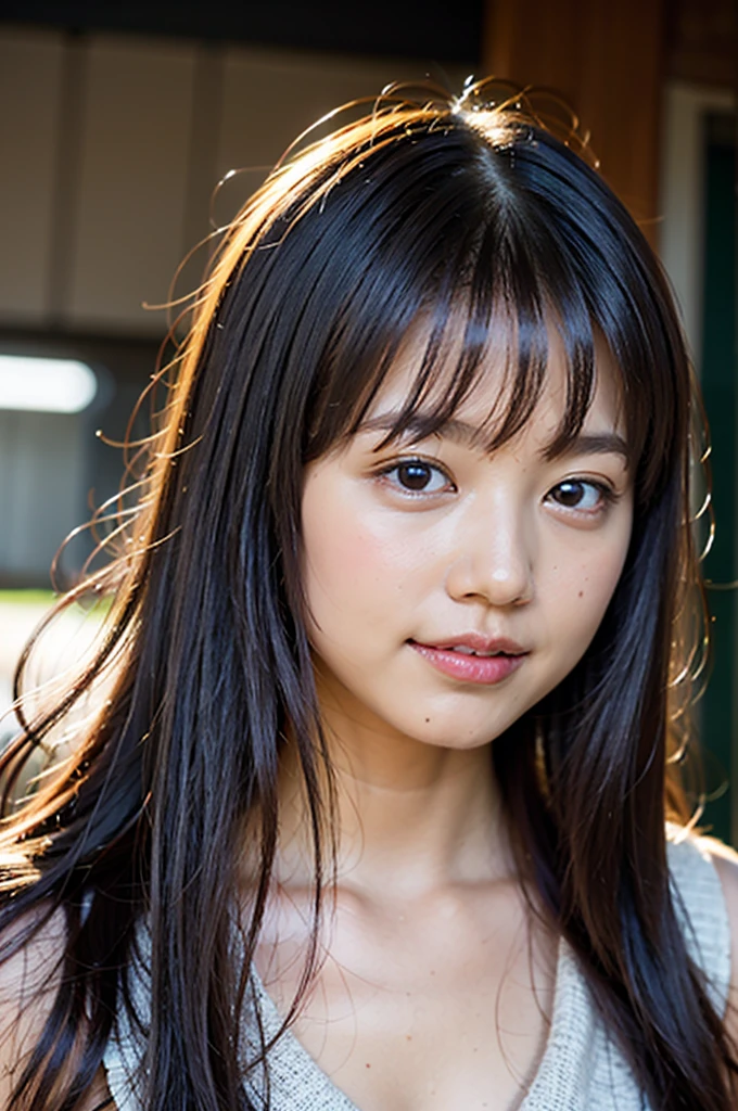 top-quality、​masterpiece、超A high resolution、Raw foto、1girl in、Eyes and faces with detailed、Black background、Long hair、japanes、The whole picture