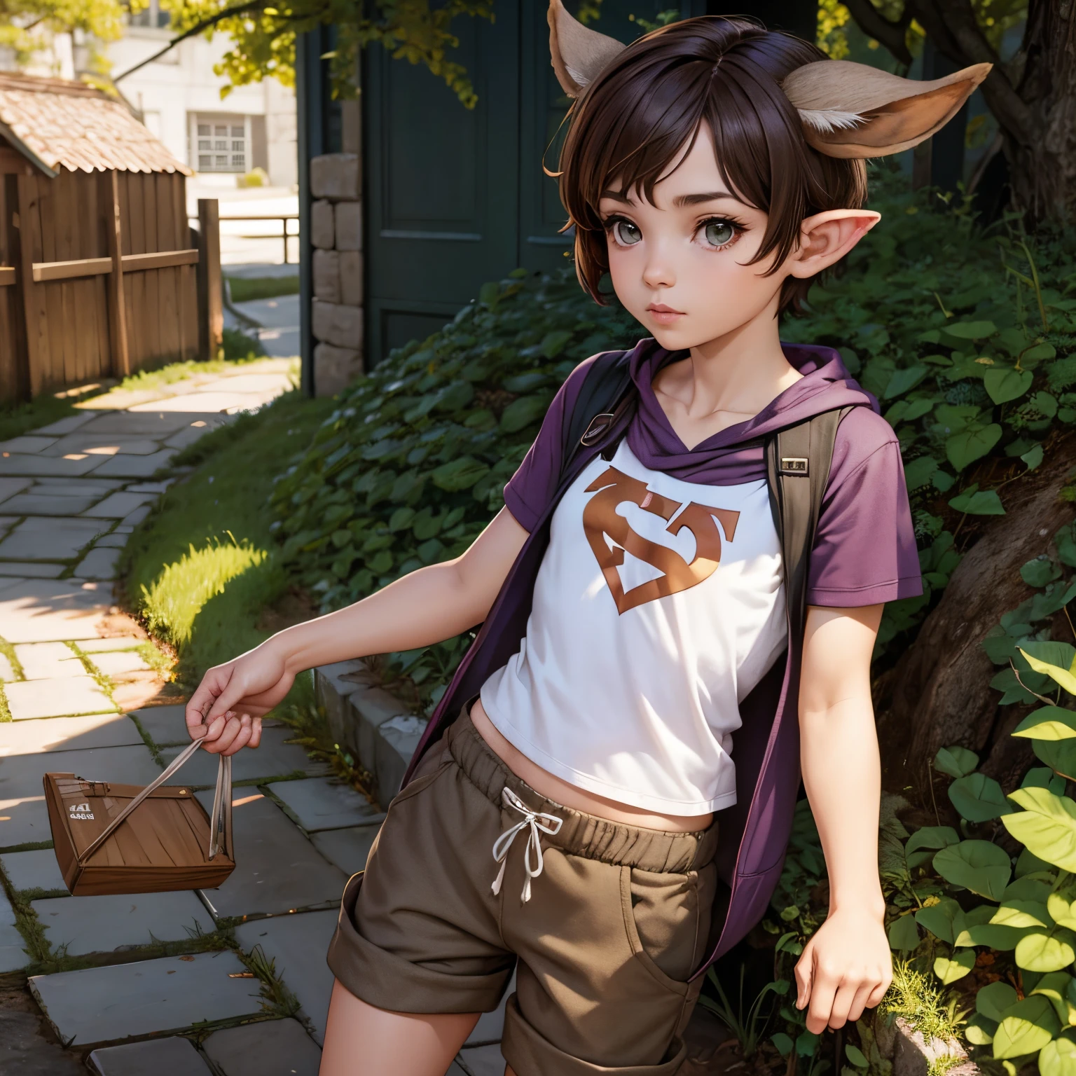 faun girl, baggy clothes, short hair, dc comic, hq