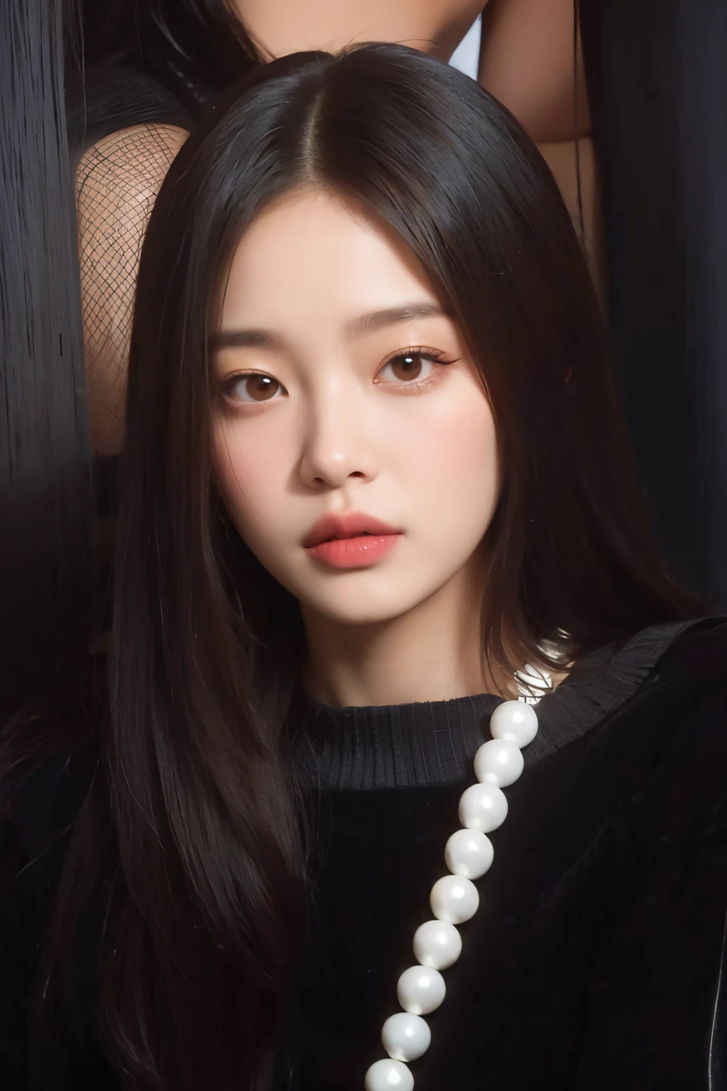 Un primer plano de una mujer con cabello largo con un collar, Blackpink Jennie, Retrato de Jossi de Blackpink, Jossi de Blackpink, Gongbi, Parque Ji-min, Parque Roseanne de Blackpink, portrait of female Korean idol, Lee Ji - Eun, Lee Ji-eun, Jaeyeon Nam, Yanjun Chengt, inspirado por Wu Bin
