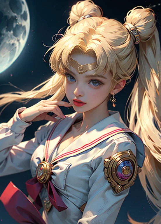 ((master-piece)), (bestquality), (ultra-detail), ((Very detailed)), 10, (10), Sailor Moon, Long Blonde Hair, double ponytail, Sailor Moon Aesthetics, Dream Core,
