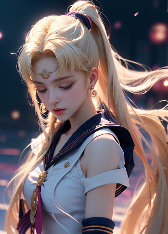 ((master-piece)), (bestquality), (ultra-detail), ((Very detailed)), 10, (10), Sailor Moon, Long Blonde Hair, double ponytail, Sailor Moon Aesthetics, Dream Core,