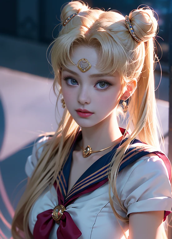 ((master-piece)), (bestquality), (ultra-detail), ((Very detailed)), 10, (10), Sailor Moon, Long Blonde Hair, double ponytail, Sailor Moon Aesthetics, Dream Core,