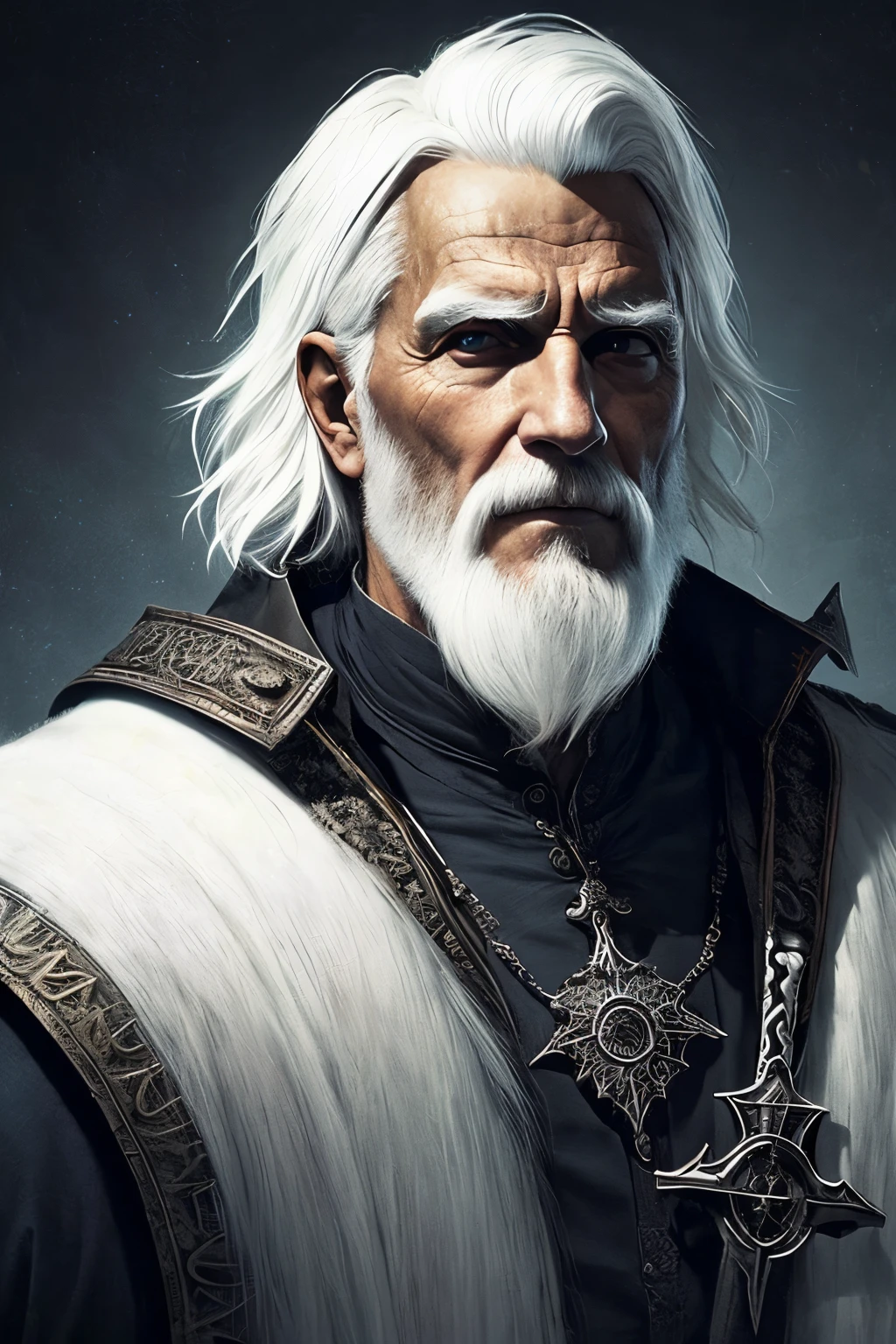 (papel de parede 8k extremamente detalhado), An average photo of an old man with necromancer gerrary white hair, intrincado, alto detalhe, Dramatic