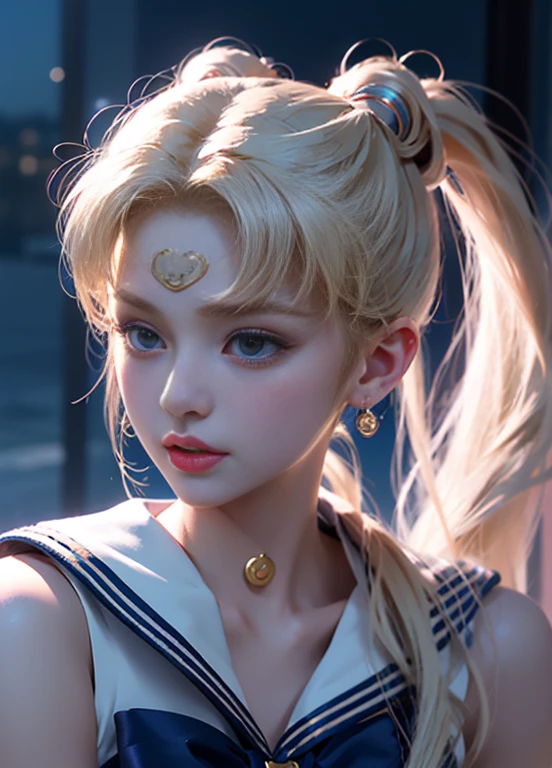 ((master-piece)), (bestquality), (ultra-detail), ((Very detailed)), 10, (10), Sailor Moon, Long Blonde Hair, double ponytail, Sailor Moon Aesthetics, Dream Core,
