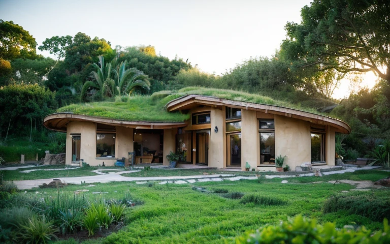 greenroof of a house, rustic stucco