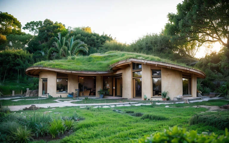 greenroof of a house, rustic stucco