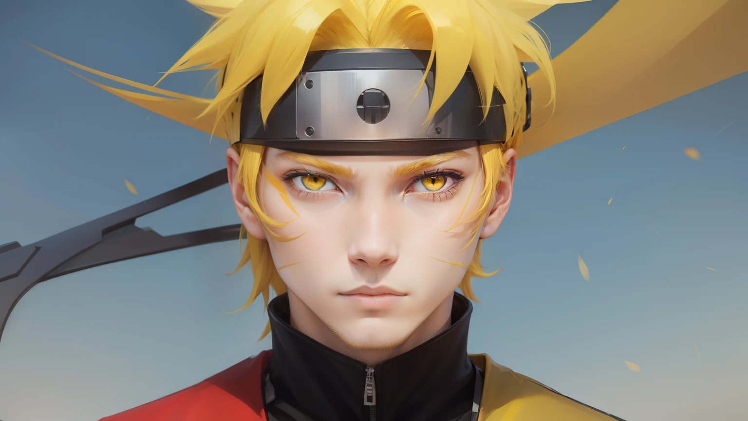 A yellow-haired, yellow cat eyes, male people