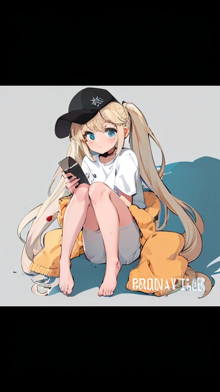 Seen from the front, Shibuya-style gal sitting on the roadside, camisole, mini pleated skirt, bent knees, open thighs, short blonde curly hair, from below, panties, cleavage, Shibuya fashion, masterpiece, underwear