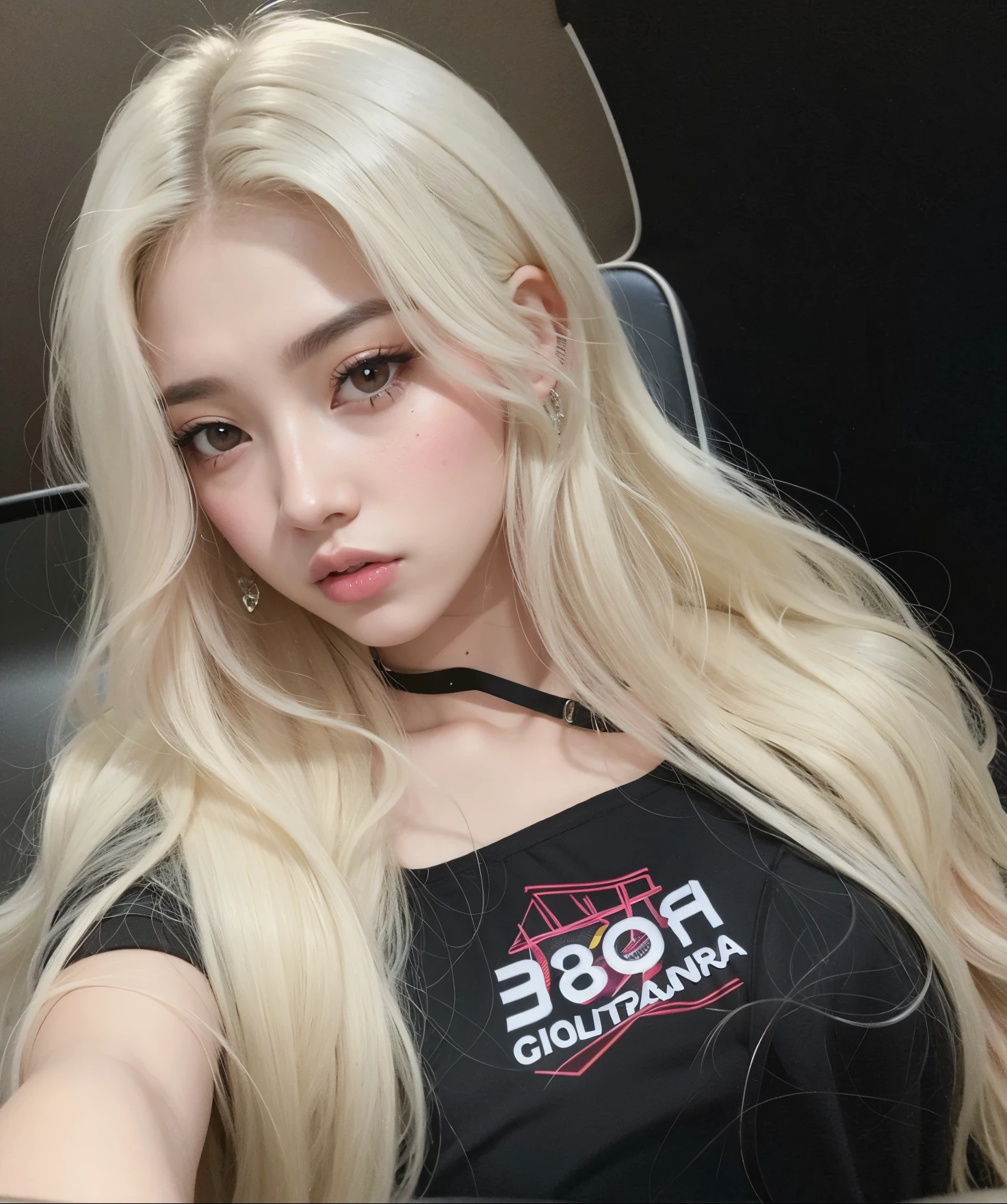 un primer plano de una mujer con cabello largo y rubio que llevaba una camisa negra, Su cabello es blanco, Ava Max, Parque Roseanne de Blackpink, Tifa Lockhart con pelo blanco, 韓国アイドル, Jossi de Blackpink, con el pelo largo y blanco, Retrato de Jossi de Blackpink, con pelo largo blanco, Chica coreana, Chica perfecta de pelo blanco, Heonhwa Choe