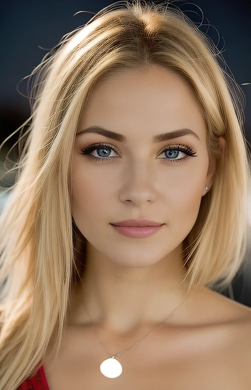 blond woman with blue eyes and a necklace on her neck, blonde hair and large eyes, beautiful blonde girl, beautiful blonde woman, blonde and attractive features, stunning closeupheadshot, soft portrait shot 8 k, 60mm portrait, attractive beautiful face, perfect face and eyes, a gorgeous blonde, perfect face ), close-up perfect face, perfectly lit face