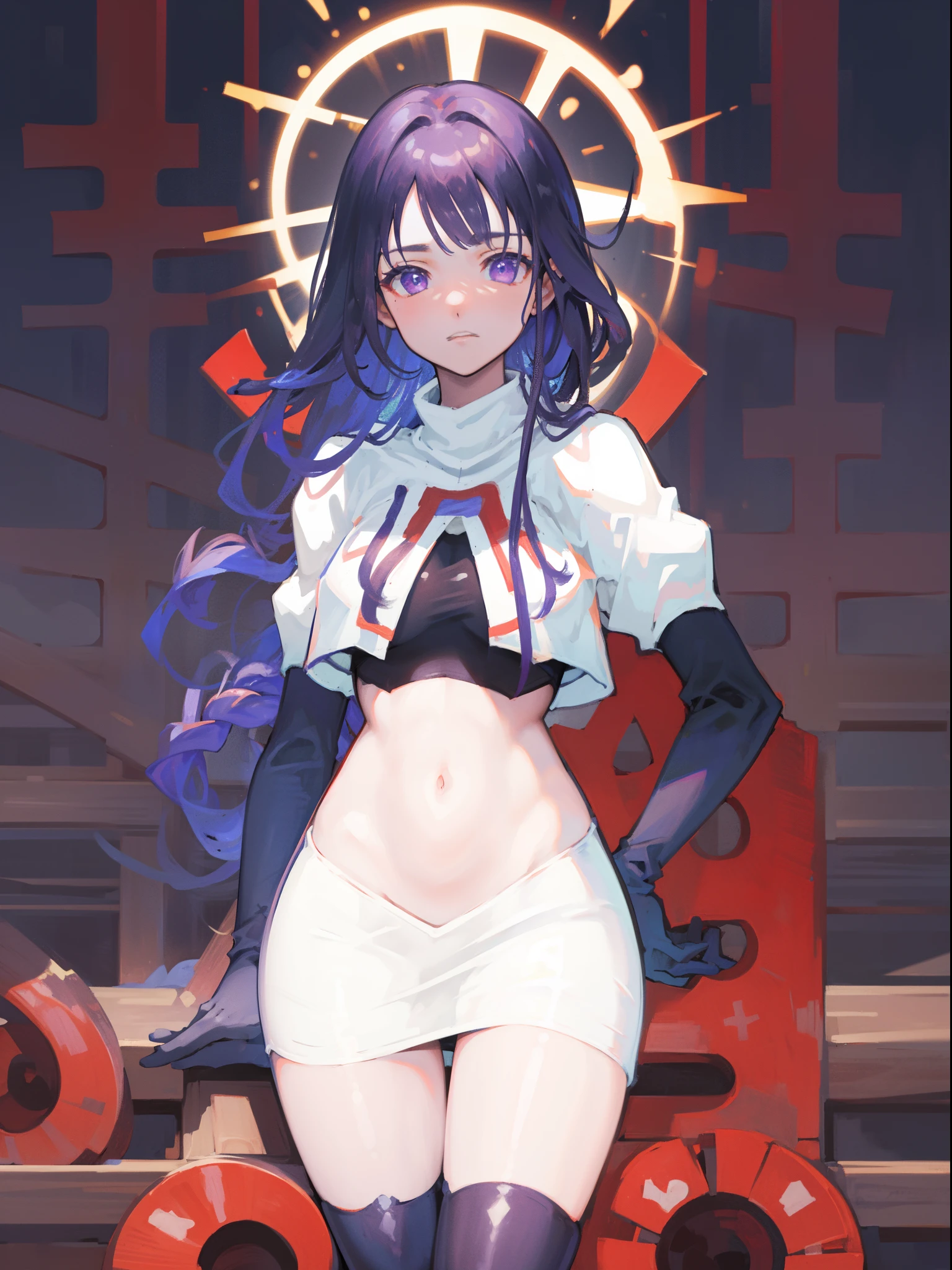 ((masterpiece)), ((Best Quality)), (Ultra-detailed), ((kawaii)), Cute, (lovely), ((Sexy)), (Ero:1.3), ((Extremely detailed)), 4K, (8K), Best Quality, (Beautiful), Illustration, Anime style, Painting, Dynamic Angle, Cowboy Shot, from wildcard, (rub one's chest:1.4), (Poses for erotic photo albums), Gradation, full body focus, Cute little girl s, 1girl in, Solo, Japanese miko costume, black hair, Beautiful random colored eyes, ((Beautiful eyes)), White-skinned, Random hairstyle, Buttocks, (Colossal tits), (Ashamed), Troubled expression, (red blush:1.5), Sweat, sparkling effect, Lens Flare, shiny-glistening, gleaming