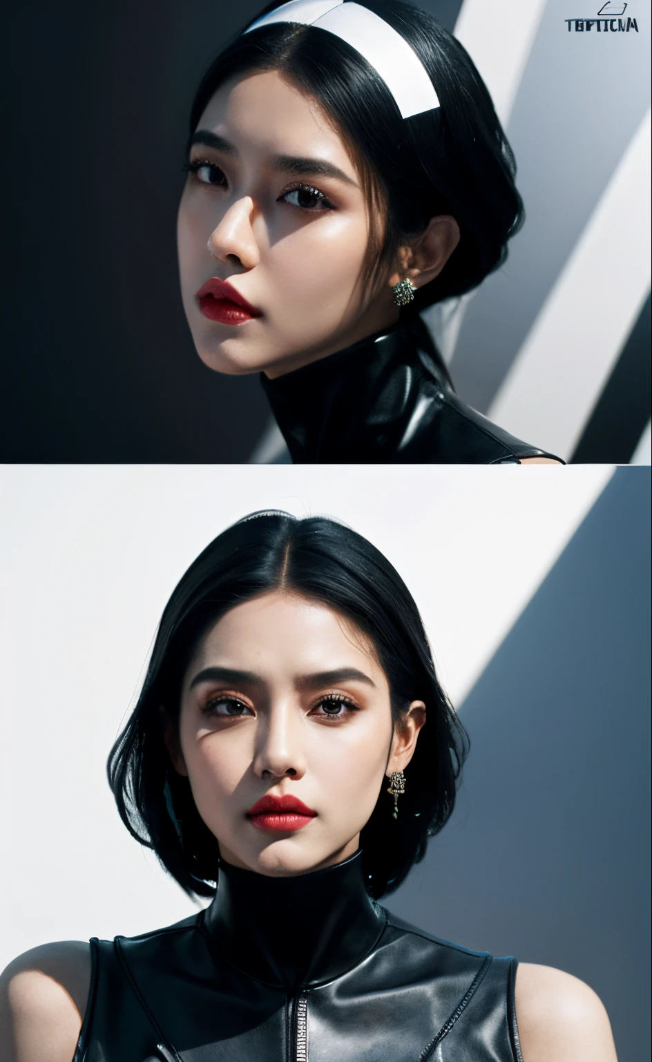 1girl, Prendas texturizadas, Equilibrio equilibrado, dramatic angles, geometrical forms, Contrastes de luces y sombras, slick futurism, Estilo vanguardista, high-tech backdrop, crisp lines, Ultra-high resolution