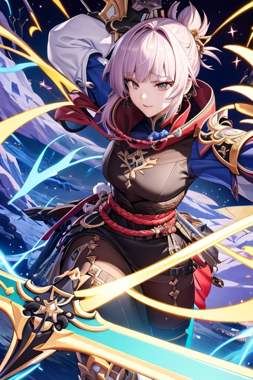 a woman in a costume holding a sword and sword, Genshin Impact Character, Ayaka Genshin Impact, Genshin impact style, from arknights, Genshin Impact Keqing, ayaka Genshin impact game, onmyoji detailed art, Genshin, Best Anime 4K Konachan Wallpaper , Zhongli, Genshin Impact