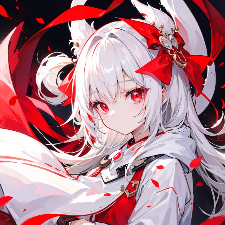 White fur with red spots here and there、red eyes、Girl about 5 years old、toddlers