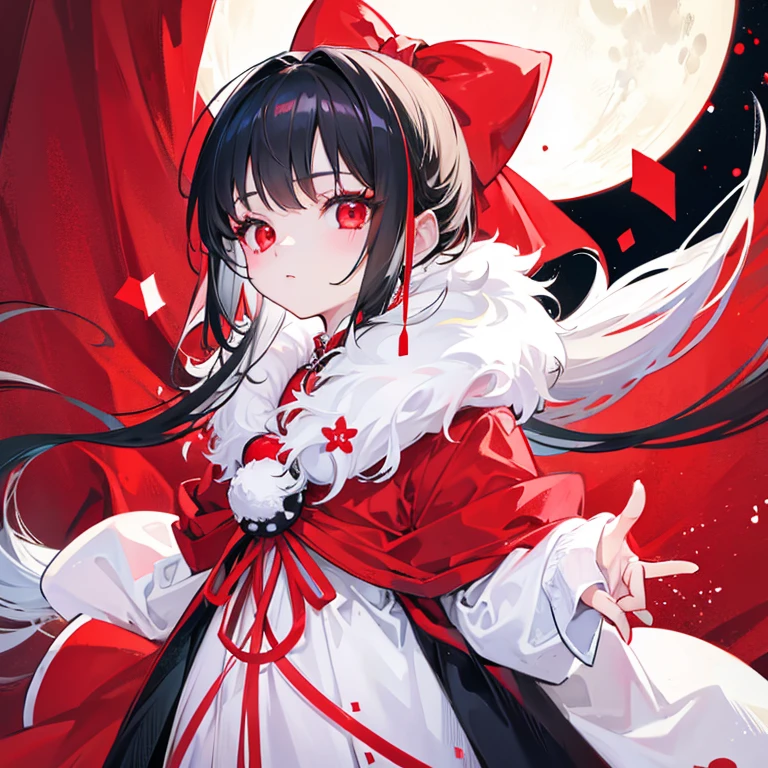 White fur with red spots here and there、red eyes、Girl about 5 years old、toddlers