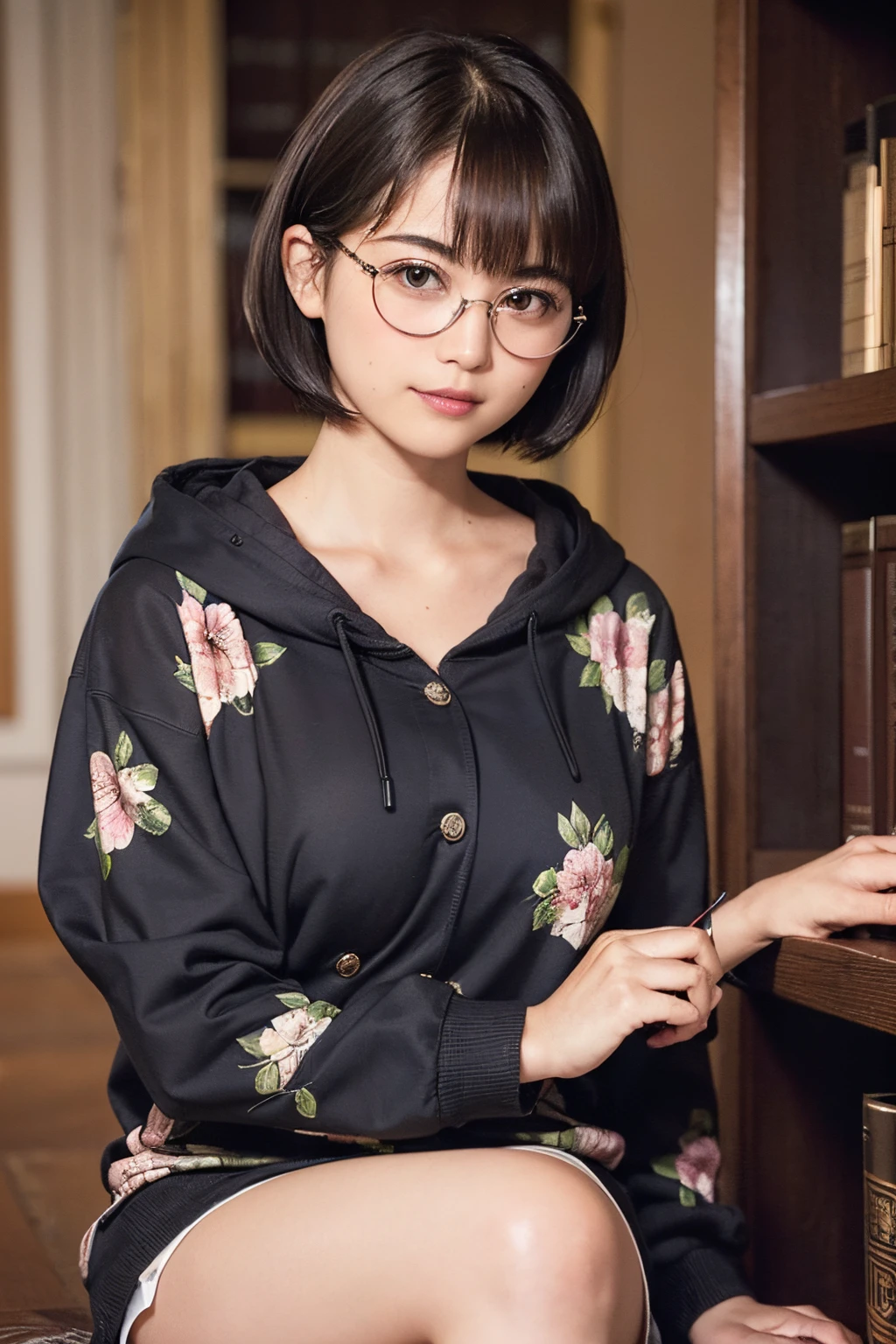 136
(a 20 yo woman,i&#39;i&#39;i&#39;i&#39;i&#39;i&#39;i&#39;I&#39;m in a dark library), (A hyper-realistic), (high-level image quality), ((beautiful hairstyle 46)), ((short-hair:1.46)), (Gentle smile), (breasted:1.46), (lipsticks), (wears glasses,wide,atlibrary), (florals), (wearing hoodies)