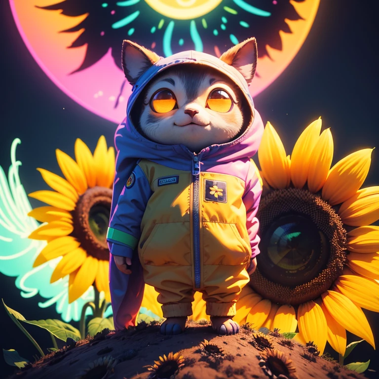 "Sunflower. in a pile of "E.T character" and "E.T character" canes, steven spielberg, cute colorful, digital painting, cute detailed digital art, hyper colorful, neon coloring, cute digital art, beeple colors, colorful hd picure, beeple and jeremiah ketner, glowing lights! digital painting, cute 3 d render"