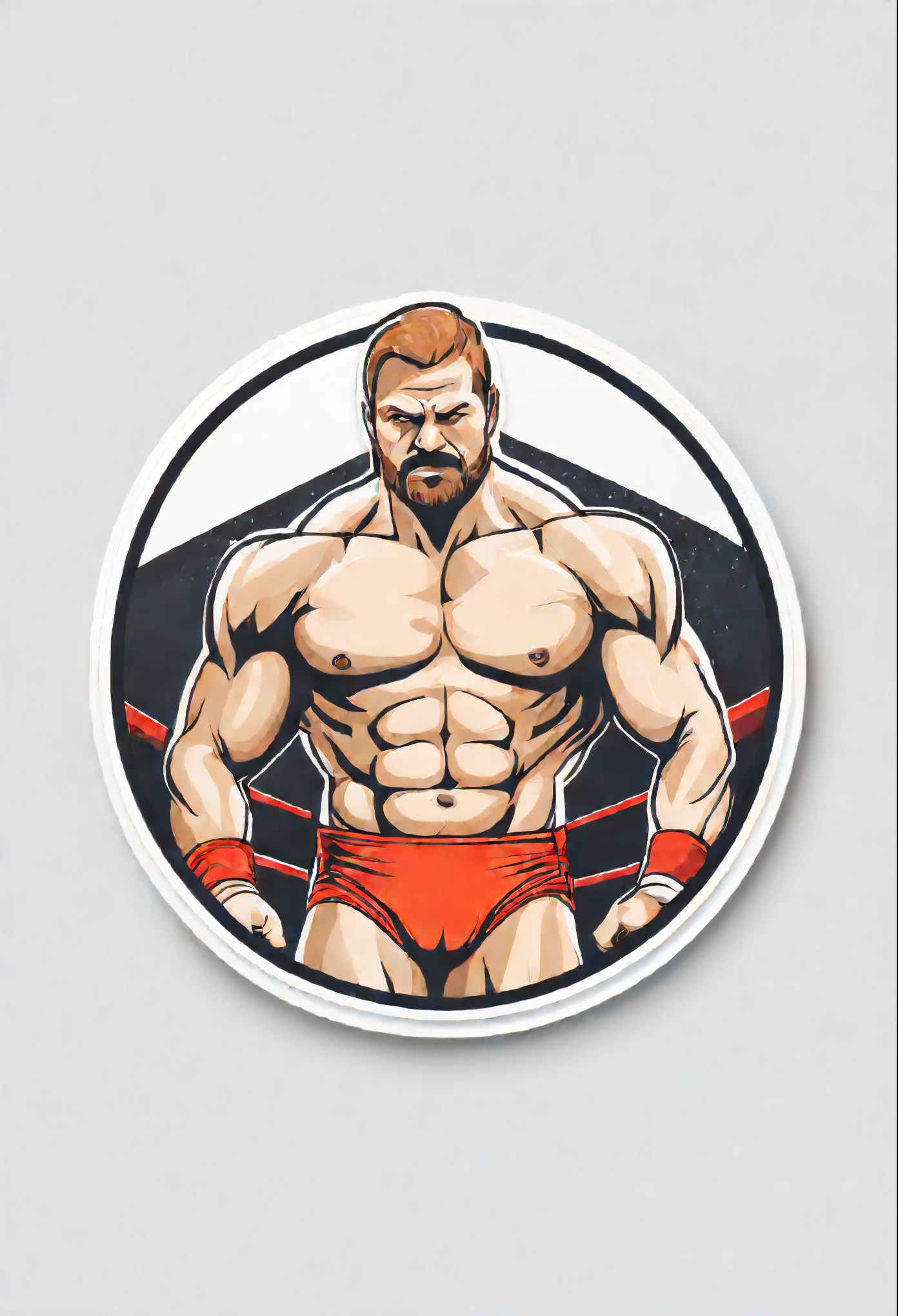 (Sticker),White background,(in circle), wrestling hero , ,, Ultra detailed, Detailed drawing, vectorised, Silhouette, 8K, professional sticker design, Flat design, Vector lines, Sticker, Full-HD