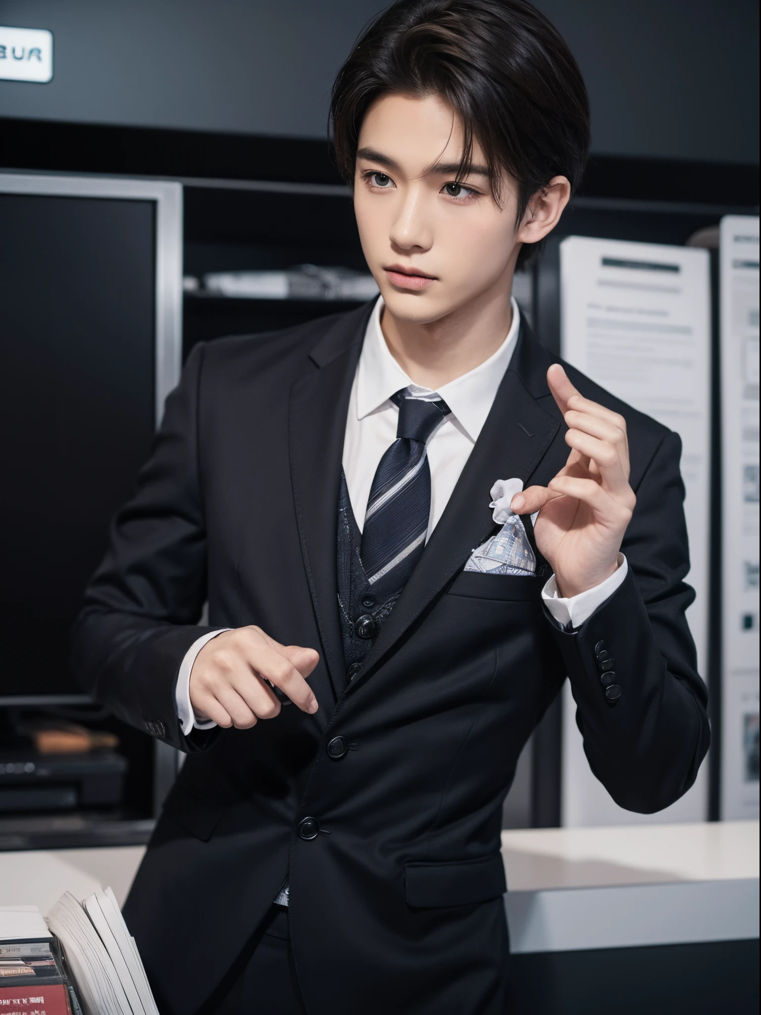 boy, 17 y.o, handsome, suit, tie