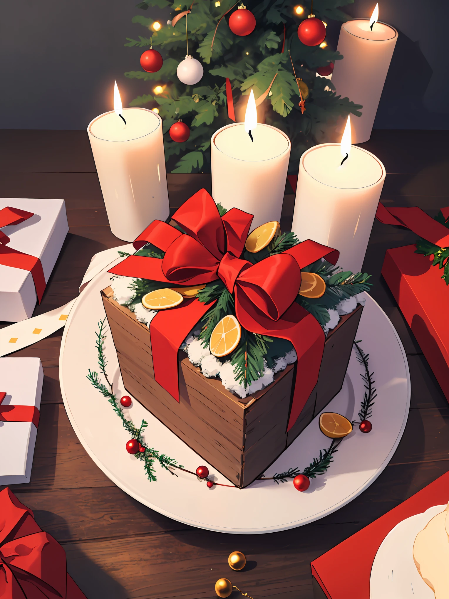(best quality,4k,8k,highres,masterpiece:1.2),ultra-detailed,realistic,gifts,table,Christmas tree,decorations,wrapping ,bows,ribbon,presents,holiday spirit,vibrant colors,warm lighting,cozy atmosphere,toys,cards,candles,snowflakes,joyful,celebration,exquisite details,exciting surprises,shiny ornaments,sparkling tinsel,beautifully wrapped,excited children,anticipation,festive mood,magical ambiance,delightful moment,wonderful memories,family gathering,cheerful faces,Christmas magic,extravagant,abundance of presents,HDR,UHD,studio lighting,ultra-fine painting,sharp focus,physically-based rendering,professional,vivid colors,bokeh.