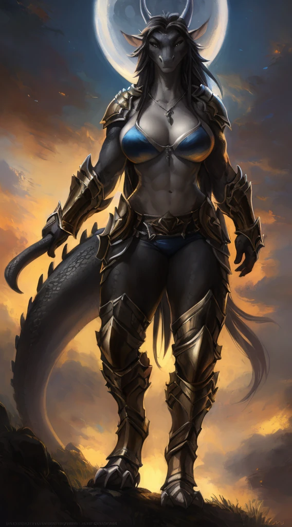 Dragon girl, big chest, day, sexy, sensual, detailed, uploaded to e621, beautiful and detailed portrait of an powerful anthropomorphic dragon ((female))) kenket, ross tran, ruan jia, uploaded to e621, zaush, foxovh, scalie, silver scalie, movie lighting, barbarian armor, standing, moon lights, open legs, long hair, muscular, large breats, bikini armor, paladin, Black scales, Necklace with crucifix, shiny scales